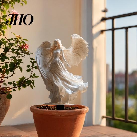 Outdoor Flower Pot Decor Angel Garden Stake Decor, Acrylic Sign with Stake, Statue With Spike Elegant Winged Sculpture for Indoor Yard Lawn