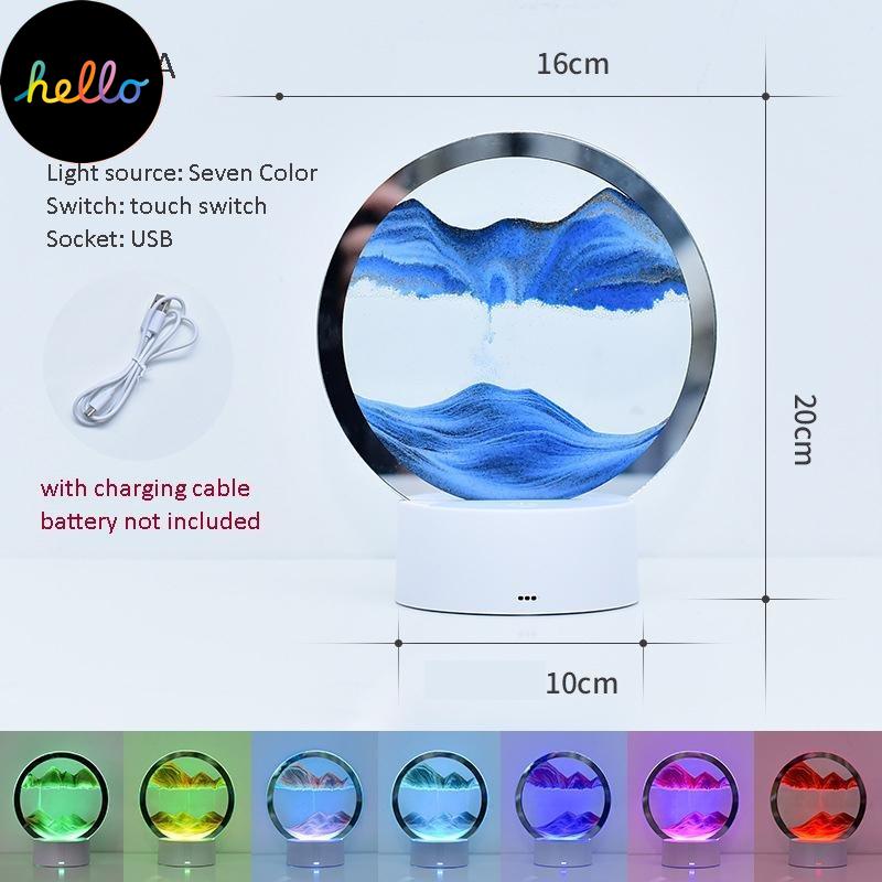 Светодиодная лампа для песка, художественная рамка с движущимся песком, RGB USB, песочные часы, 3D, глубокий морской пейзаж, дисплей в движении, украшение, ночник