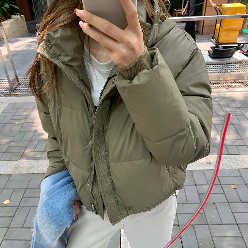 Кожаная куртка модная хлопковая одежда женская зимняя новая свободная хлопковая куртка студенческая хлебная одежда съемная шапка хлопковая куртка