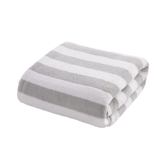 Striped Microfiber Bath Towel, Ultra Absorbent Quick Dry Towel, Lightweight Plush Towel for Beach Pool Travel And Daily Use