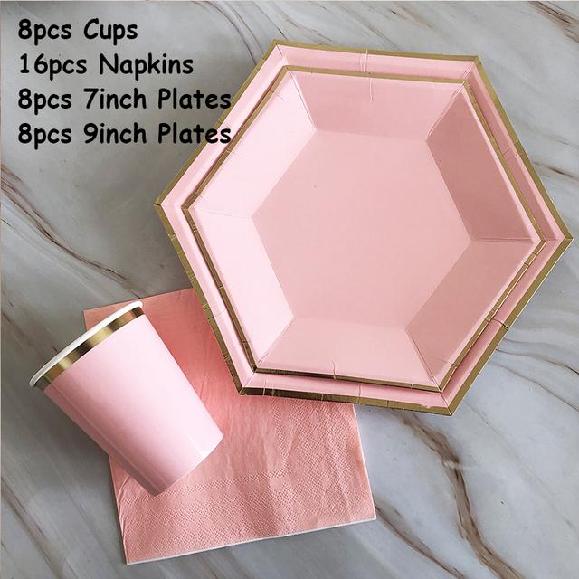 40 шт./лот одноразовая посуда набор золотых вечерние однотонные бумажные стаканчики тарелки день рождения детский душ карнавал свадьба декор принадлежности