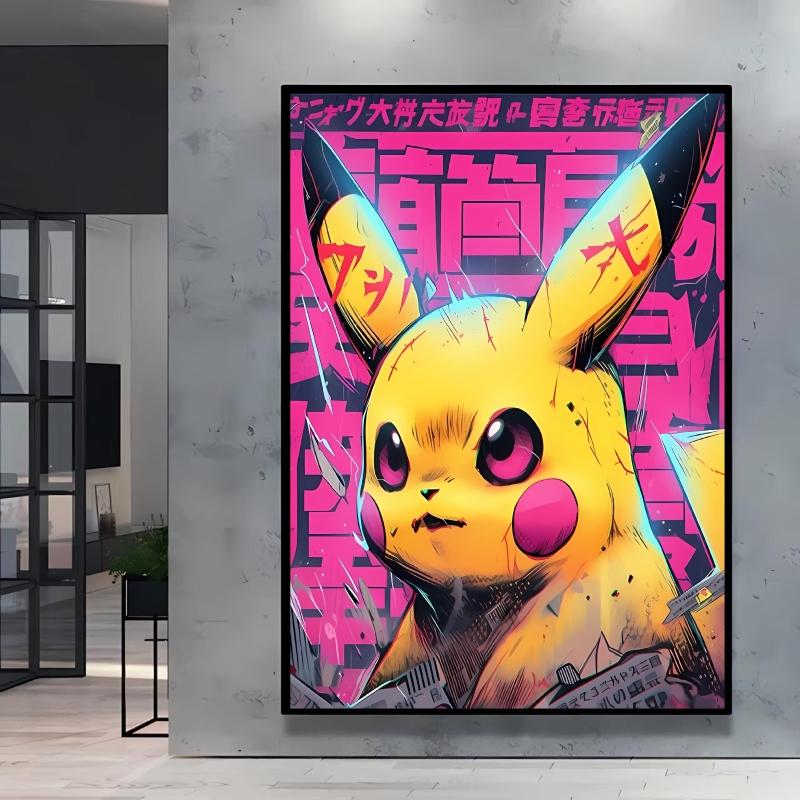 Canvas Poster Pokemon Pikachu Cartoon Picture Lasting Colors Children Gifts Classic Home Living Room Walls Decorative Painting