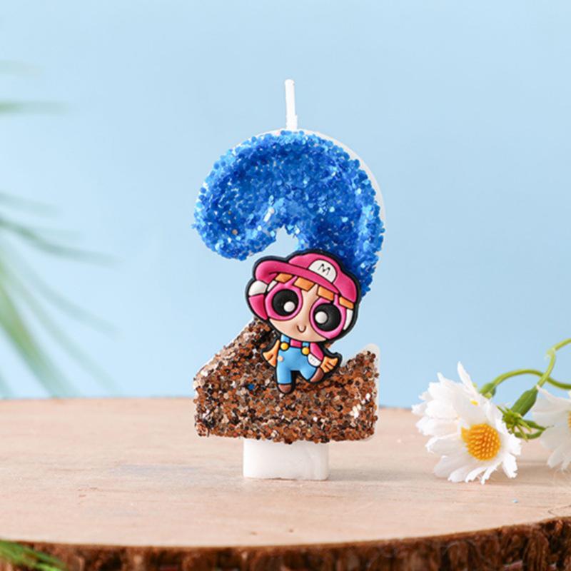 Colorful Cartoon Policewoman Birthday Cake Number Candles