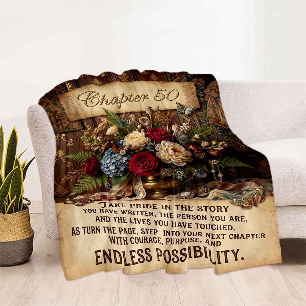 Princess 50th Birthday Celebration Flannel Blanket-Soft and Suitable for Sofas,Beds,Offices,Travel,All Seasons,Great Gift for Holidays and Birthdays.