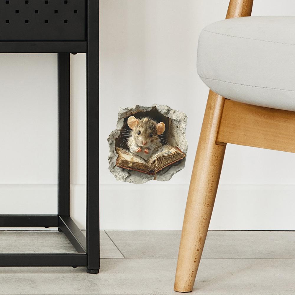 Мультяшные Милые Мышки Читающие Книги Мышиные Норы Гостиная Кабинет Домашние Наклейки для Украшения Стен
