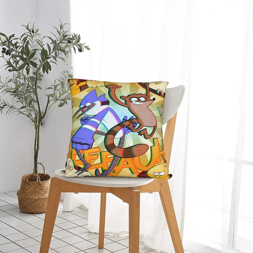 Mordecai and Rigby Pillow Case R-Regulars Anime Show Design Pillow Cover For Wedding Party Home Decor Vintage Cushion Cover