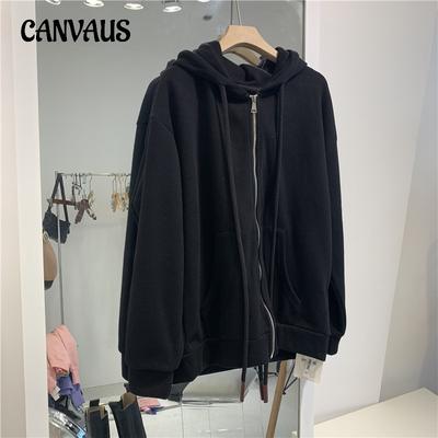 Толстовка женская большого размера Tide осень и зима кардиган повседневная тонкая секция капюшон куртка на молнии