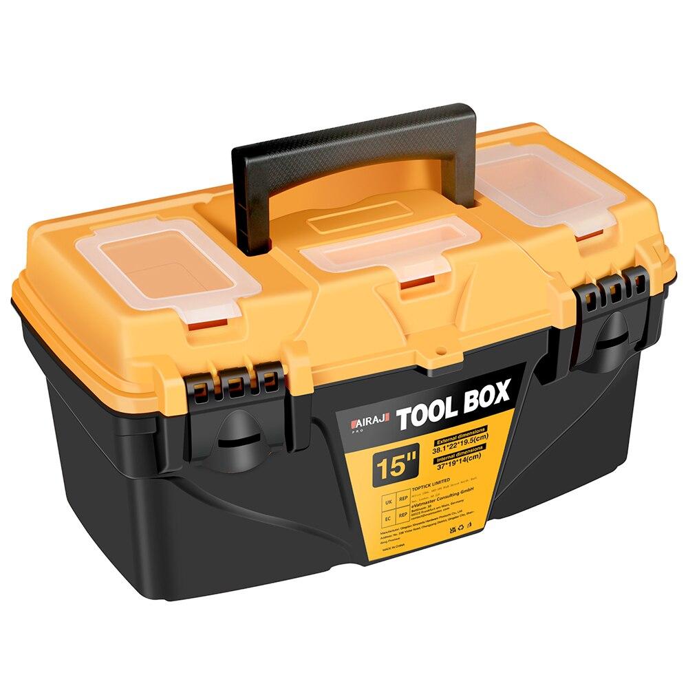 15/12 Inch Hardware Tools Box, Plastic Thick Combination Suitcase Electrician Carpenter Electric Drill Storage Box