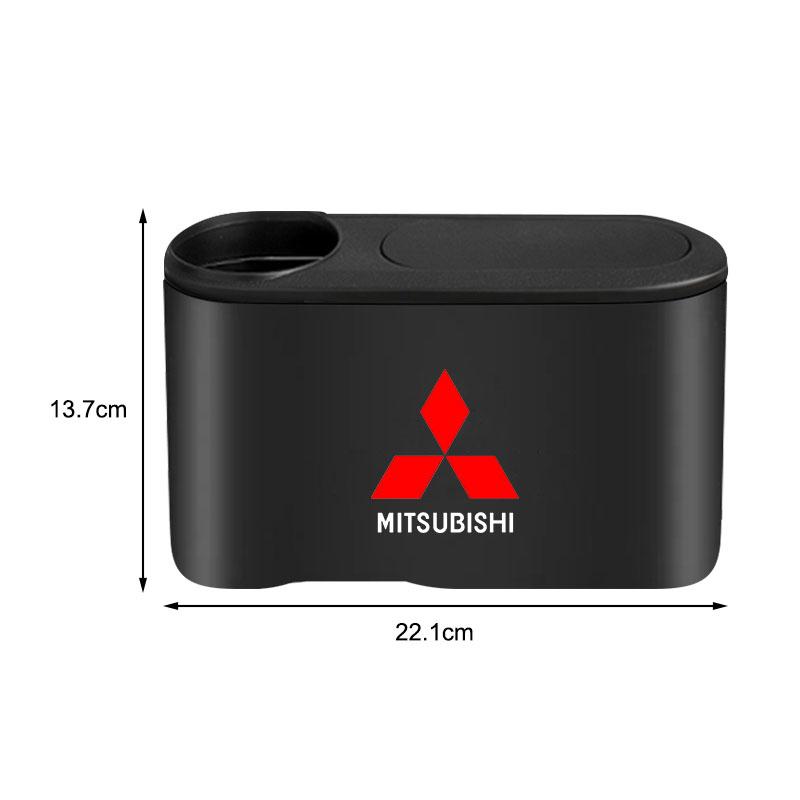 Portable Hanging Mini Car Trash Can Wastebasket Trash Can with Lid Emblem For Mitsubishi lancer asx outlander pajero l200 galant