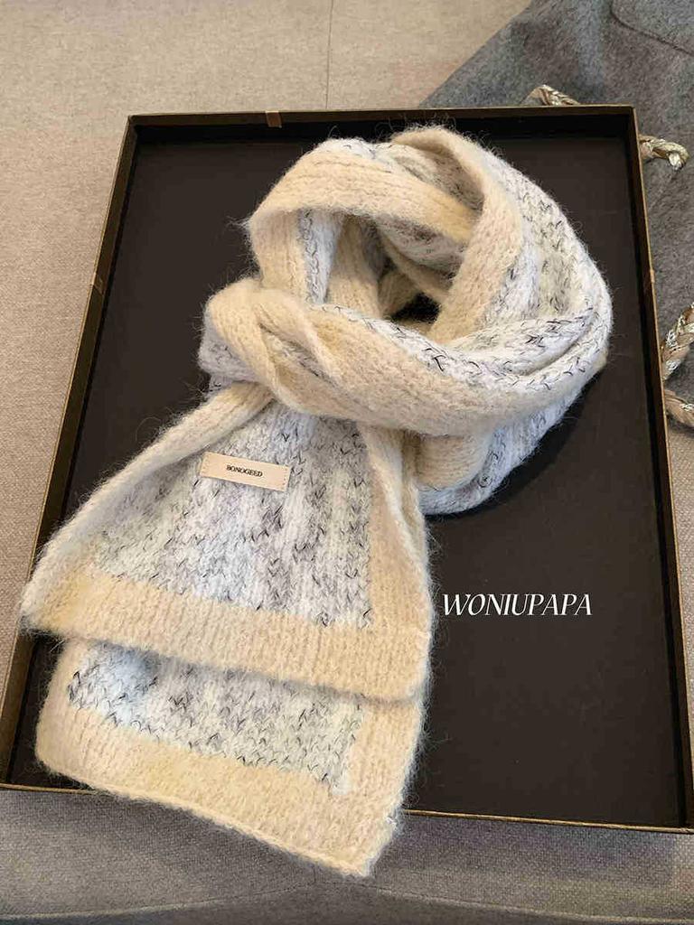 Содержит шерстяной шарф женский зимний Sense Of Luxury синий теплый шерстяной протектор шеи Student Tide