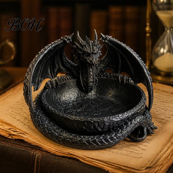 Прочная PLA-скульптура дракона, готический поднос для украшений, 3D-печатная фигурка, настольная форма мифического существа, органайзер-поддон для хранения ключей, монет