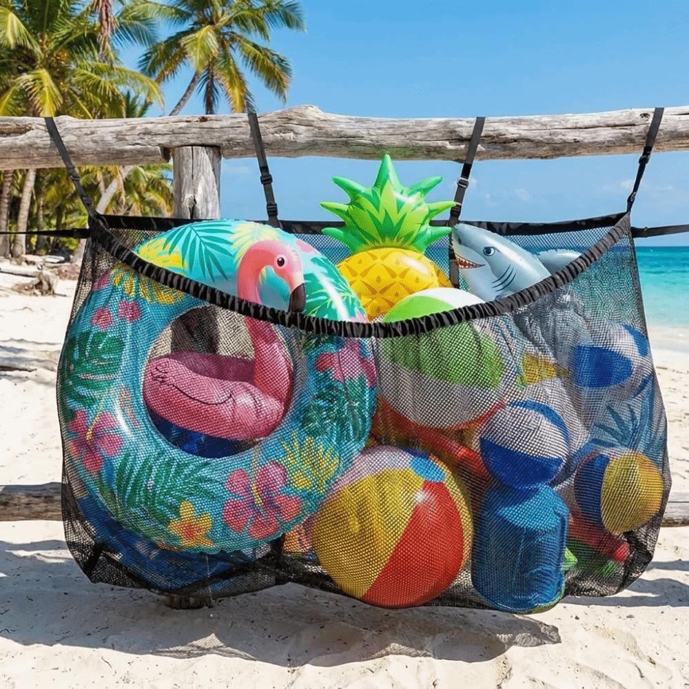 Large Capacity Swimming Pool Hanging Storage Bag Adjustable Heavy Duty Beach Hanging Bag Folding Swimming Pool Bag