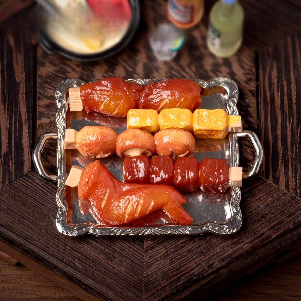 Micro Landscape Simulation Food Play Fried Skewers Barbecue Skewer Incense Diy Baby House Decoration Accessories Miniature Resin Ornaments