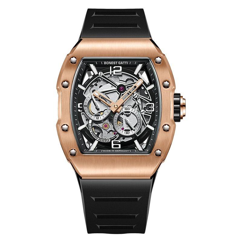 BONEST GATTI BG9903 Мужские Автоматические Механические Часы Светонакопительный Циферблат Скелетон Наручные Часы для Мужчин