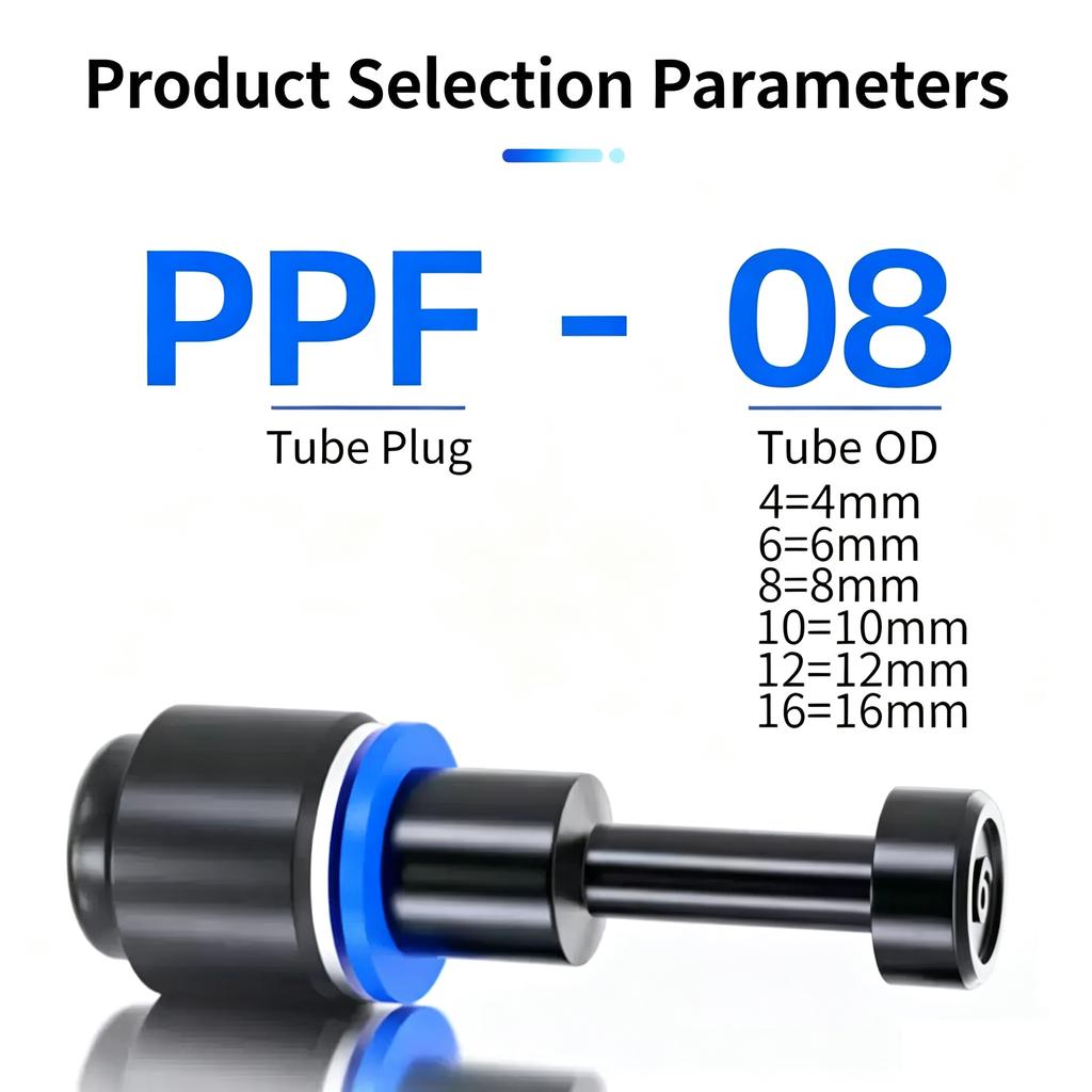 5PCS Pneumatic Connector Plug Pipe Cap Set Plastic PPF Sizes 4mm to 14mm Air Hose Sealing Caps Prevent Air Leakage