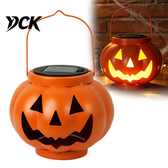 Weatherproof Fall Yard Lights Solar Pumpkin Lanterns, Waterproof Outdoor Halloween Light, Spooky Powered Lantern Hanging Orange for Garden Porch Decor