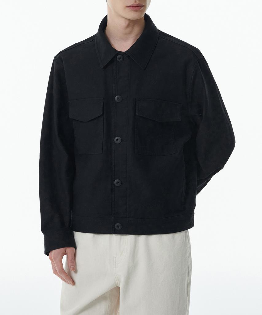 Musinsa Standard Back Satin Officer Jacket [Black]