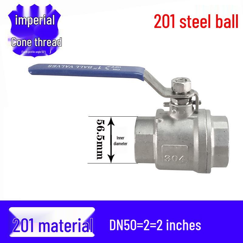 201/304 Stainless Steel Female Thread Ball Valve, Two-Piece, Available in 1/2", 3/4", 1", 2" (DN15-20)