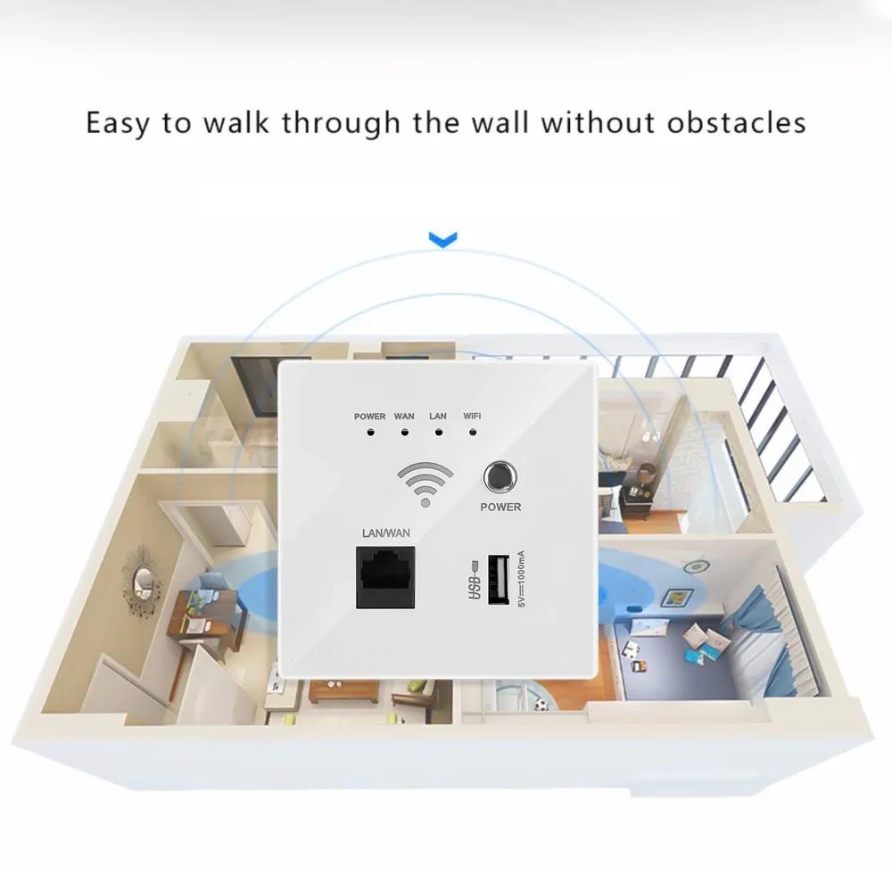 Беспроводная WiFi розетка 300 Мбит/с RJ45 AP ретранслятор 2,4 ГГц беспроводной WiFi роутер умная USB розетка 220 В питание встраиваемый настенный WiFi ретранслятор