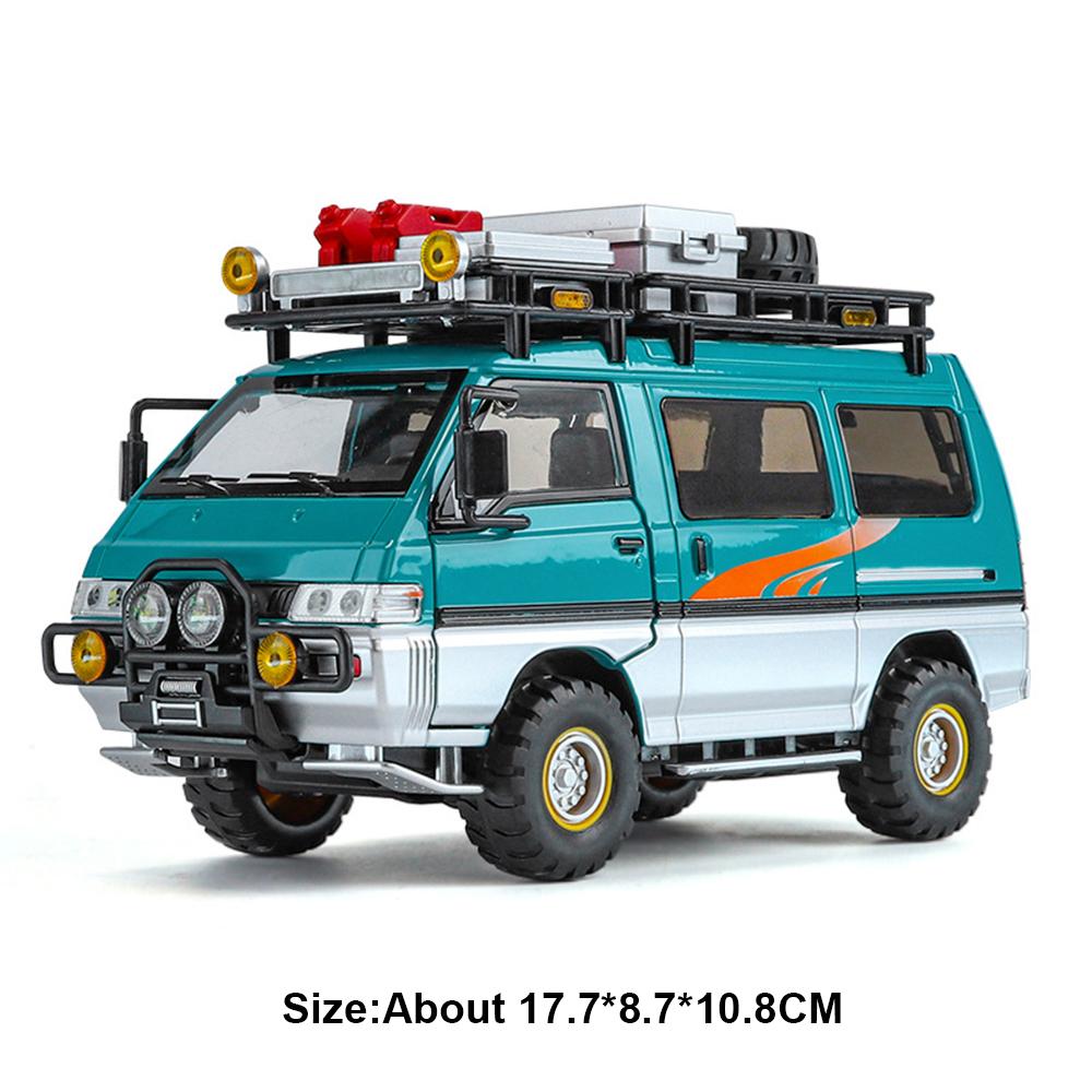 1:24 Игрушка Модель из сплава Mitsubishi Delica H2 Литая машина Открывающиеся двери со звуком и светом Инерционная Миниатюрный автомобиль Подарок на день рождения для мальчика
