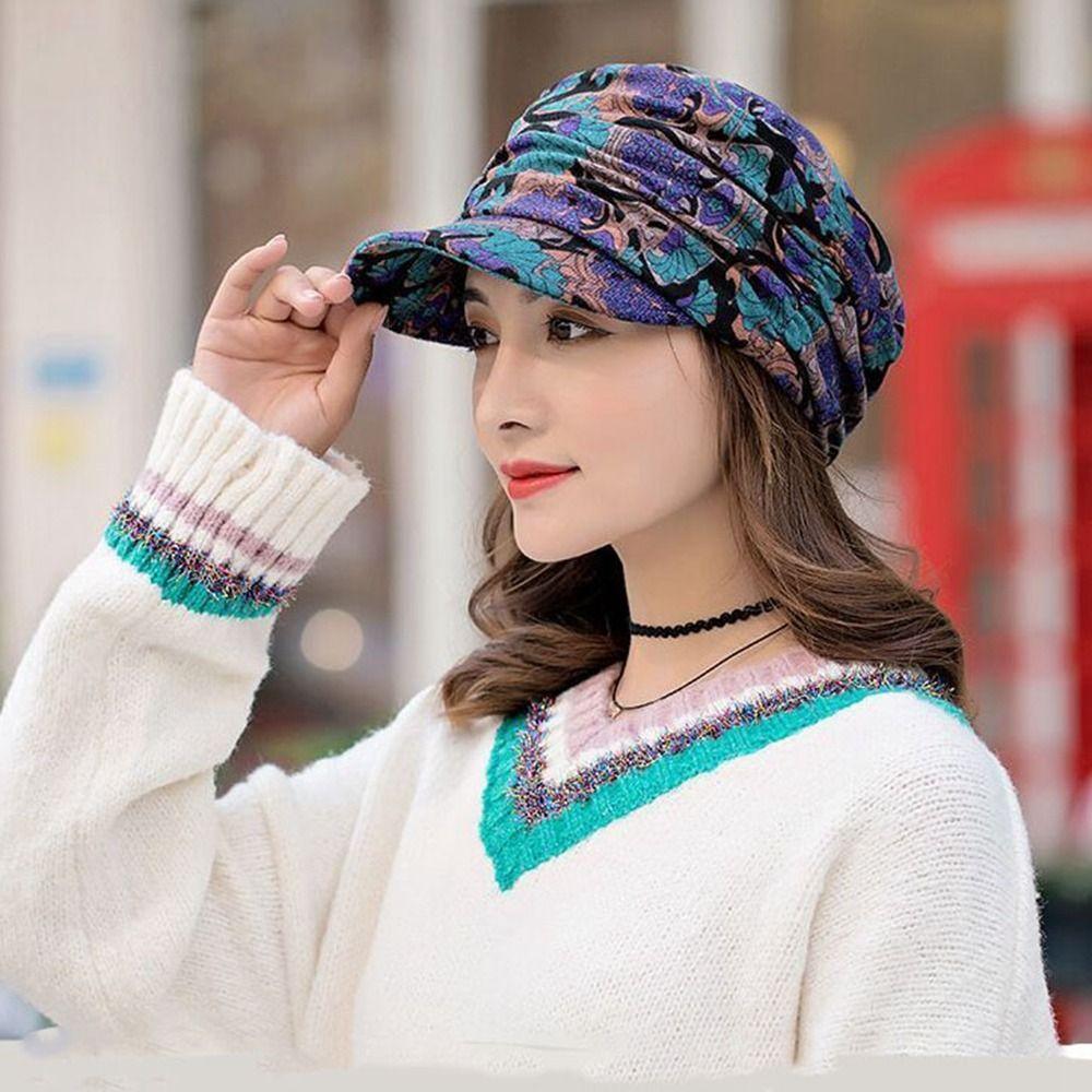 Cap Girls Cap Floral Print Mom Hat Cotton Peaked Cap Women Hat Baseball Cap Ethnic Style Cap