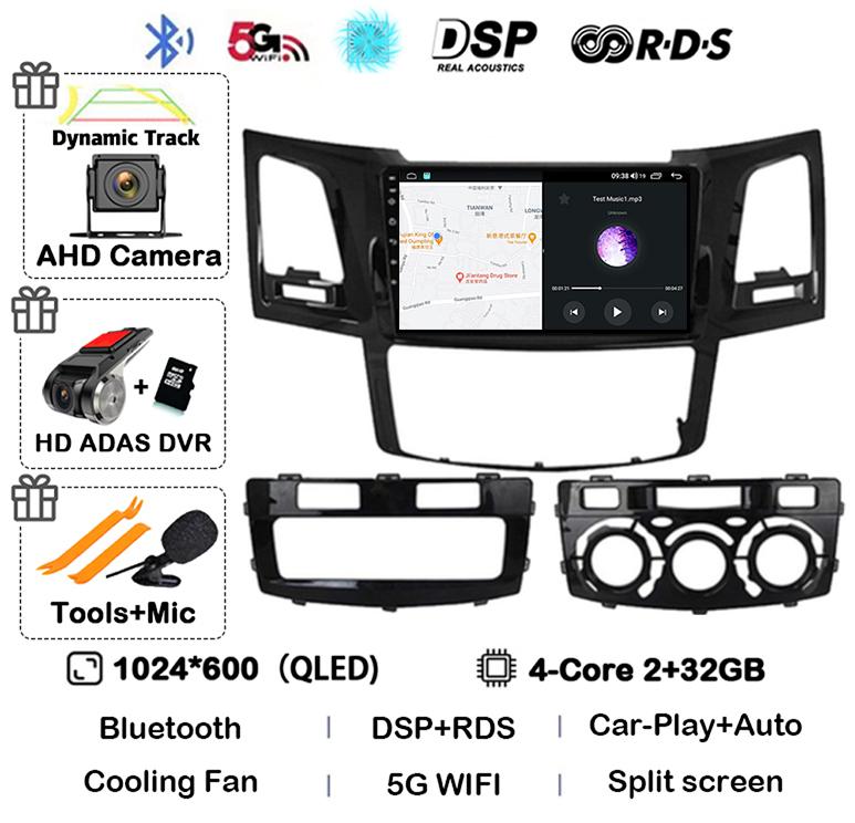 Android 14 Carplay Auto Для Toyota Fortuner HILUX Revo Vigo 2007-2010 2011 2012-2014 2015 Автомагнитола Мультимедийный плеер GPS Стерео