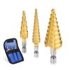 3Pcs 3-12mm/4-12mm/4-20mm HSS Straight Groove Step Drill Bit Titanium Coated Wood Metal Hole Cutter Core Cone Drilling Tools Set