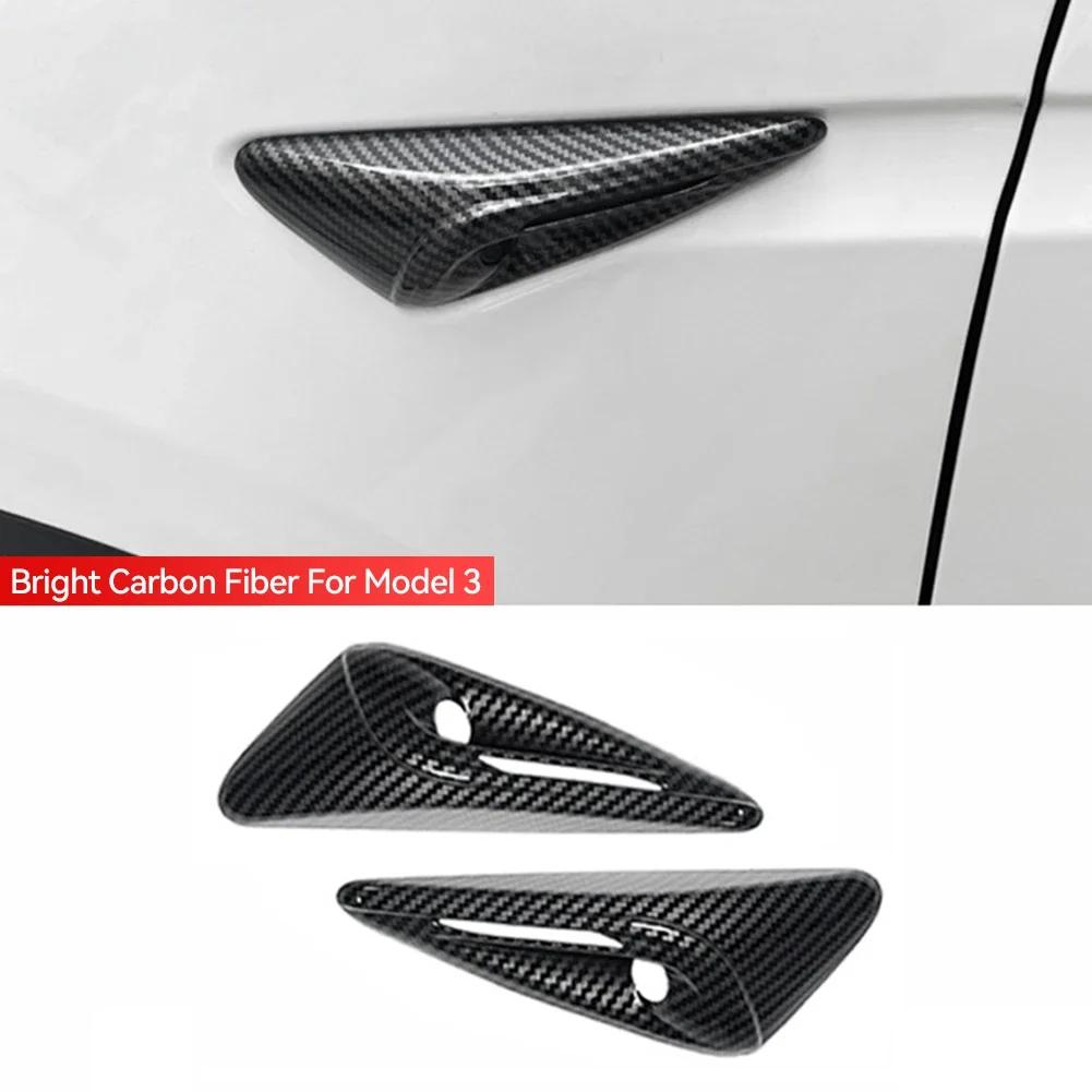 For Tesla New Model 3 Highland 2024 Side Camera Cover Lens Protector Black White Red Shiny Matte Carbon Fiber Pattern