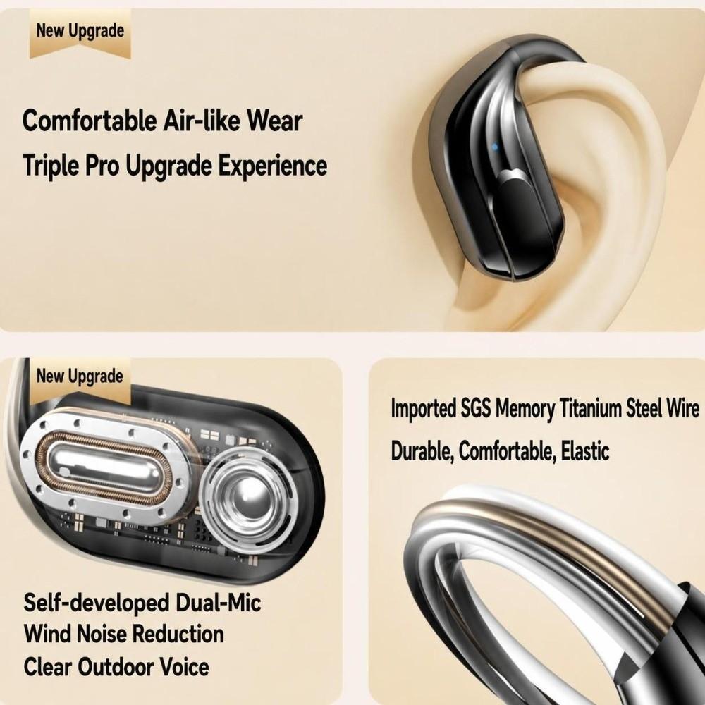 Deep Bass Sport Earbuds LED Display Open Ear Headphones New Ear Hook Earbuds  For Music