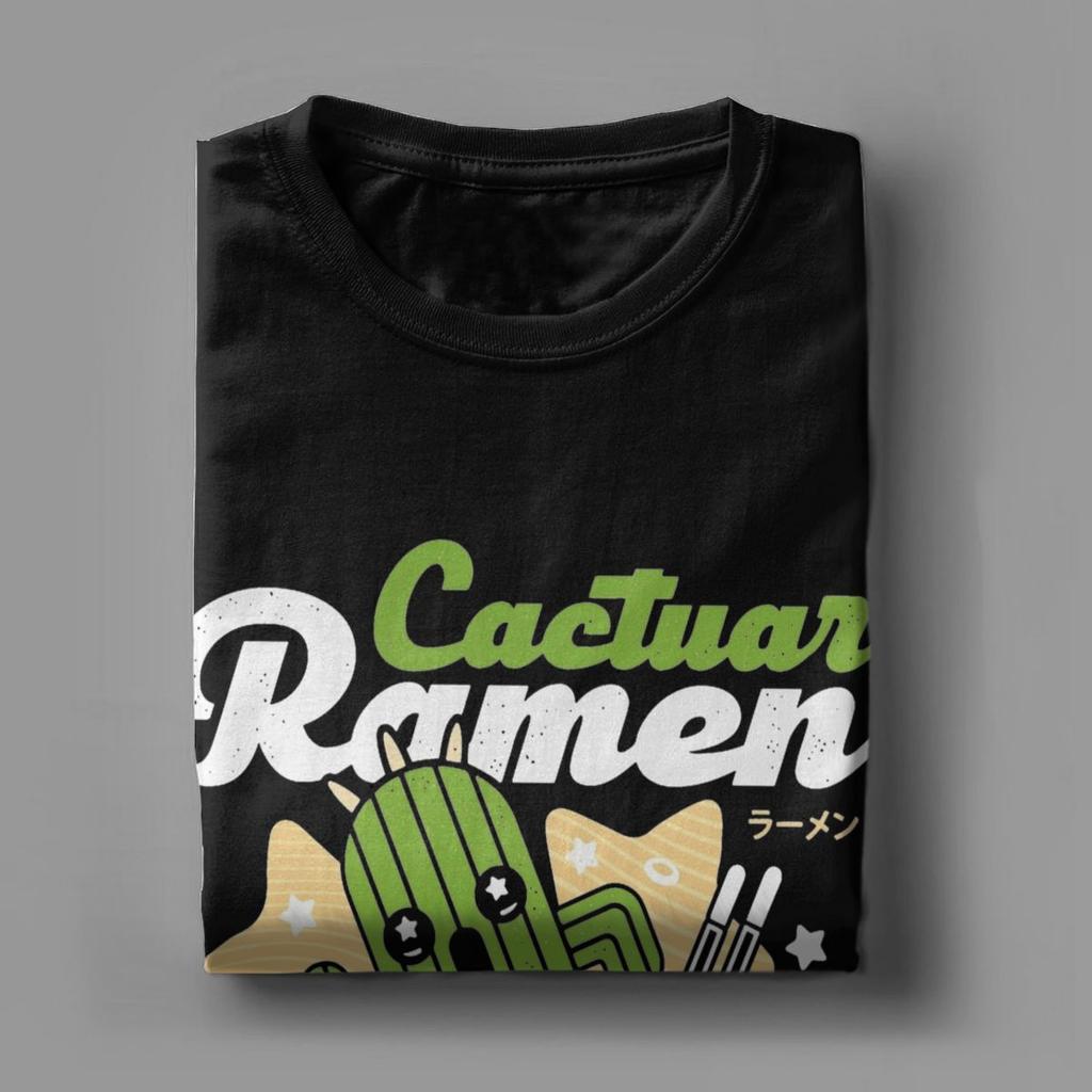 Мужская футболка Final Fantasy Cactuar Ramen Повседневная футболка из чистого хлопка с коротким рукавом Футболка с круглым вырезом Одежда больших размеров