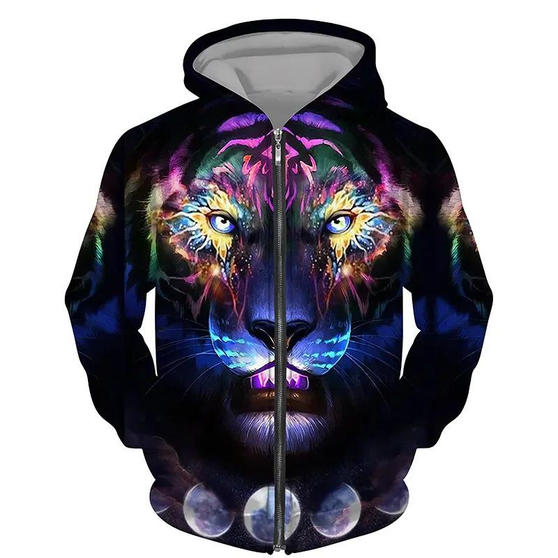 Куртка с принтом тигра и животных больших размеров, мужская толстовка с капюшоном, толстовка на молнии, кардиган, спортивная одежда в стиле ретро, пальто
