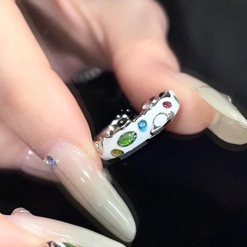 Niche Design Cold Wind Retro Open Ring Jewelry Women Dripping Oil Personality Advanced Sense Index Finger Ring