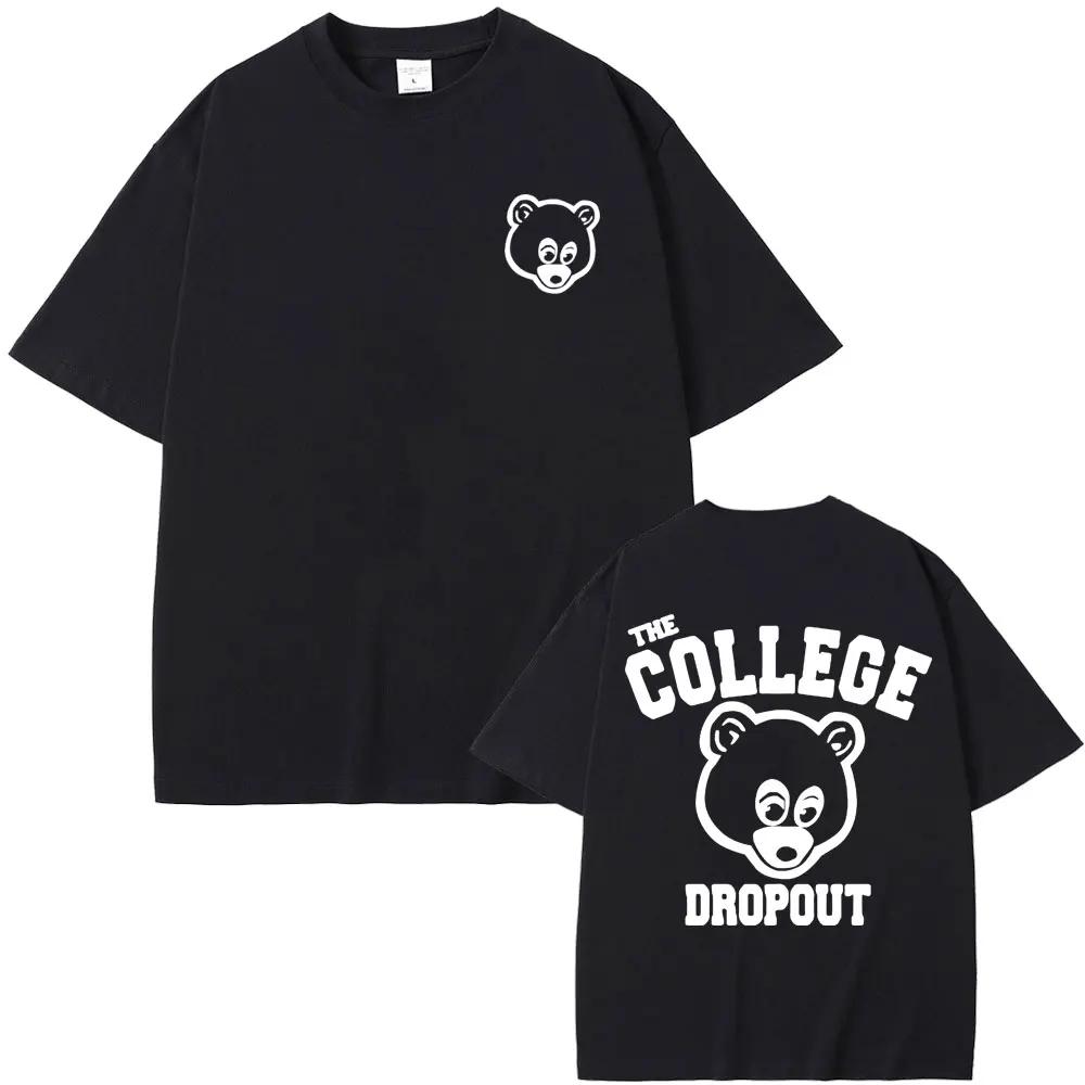 Rapper Kanye Graduation Bear Double Sided Print T Shirt Unisex Unisex West Fashion Hip Hop Oversized Tshirt Unisexs Cotton Tshirts