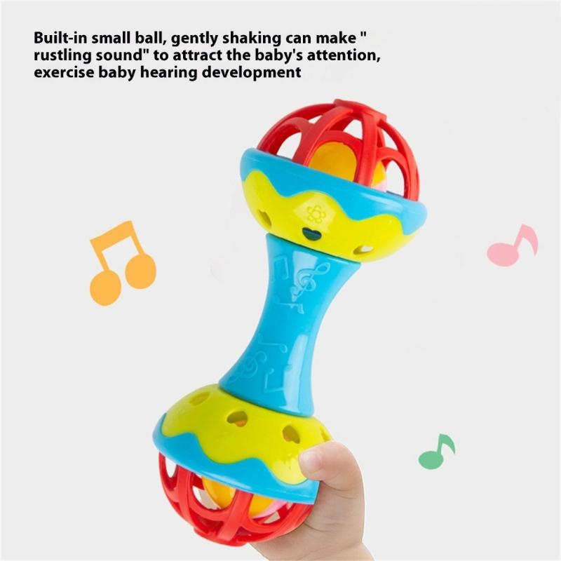 Baby Chew Toy With Textured Roller Ball And Gentle Rattle Sound For Hand Eye Coordination