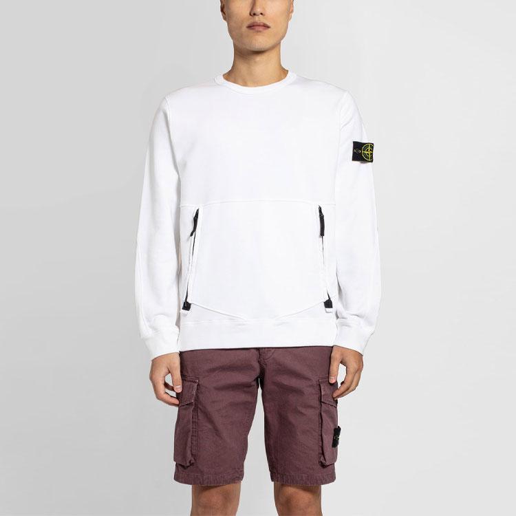 STONE ISLAND Мужская толстовка с капюшоном на молнии и карманами Ss21 Casual, белая 741563451-V0001