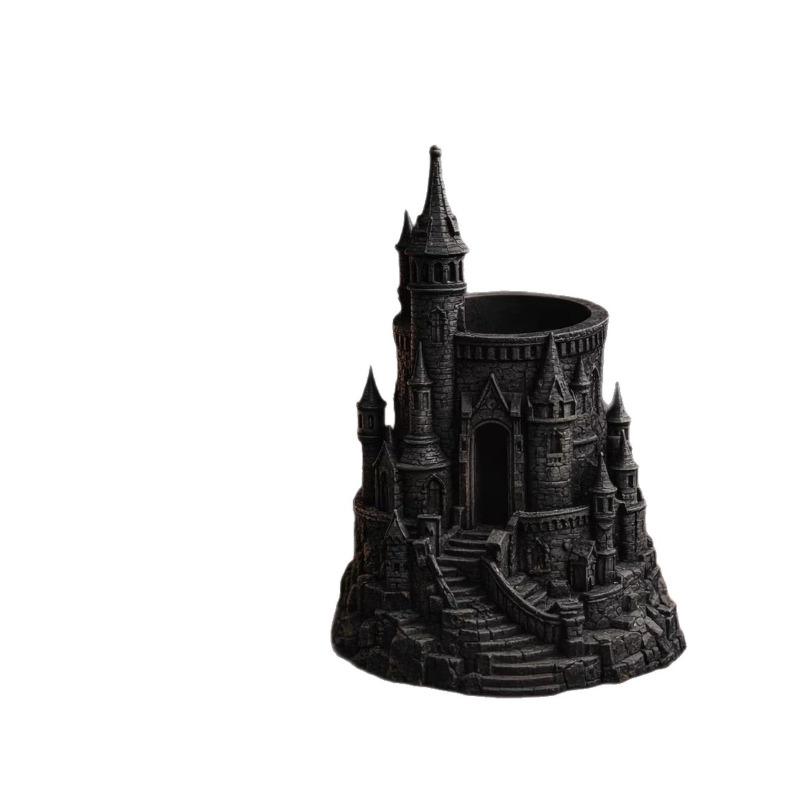 3D-печатный замок в темном стиле, подставка для ручек, креативный волшебный замок, настольный органайзер для канцелярских принадлежностей, готическое искусство, настольный декор, украшение