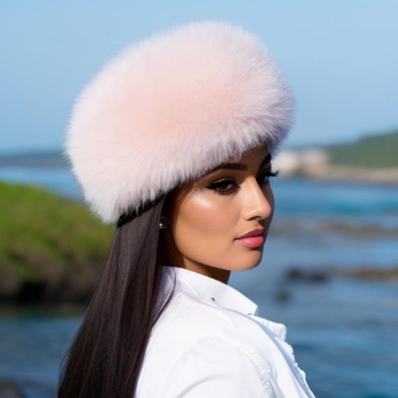 Осенне-зимняя теплая шапка из меха лисы от компании Milliner с плоским верхом, защитная шапка для ушей, милая модная шапка для женщин, уличное зрелое кепи