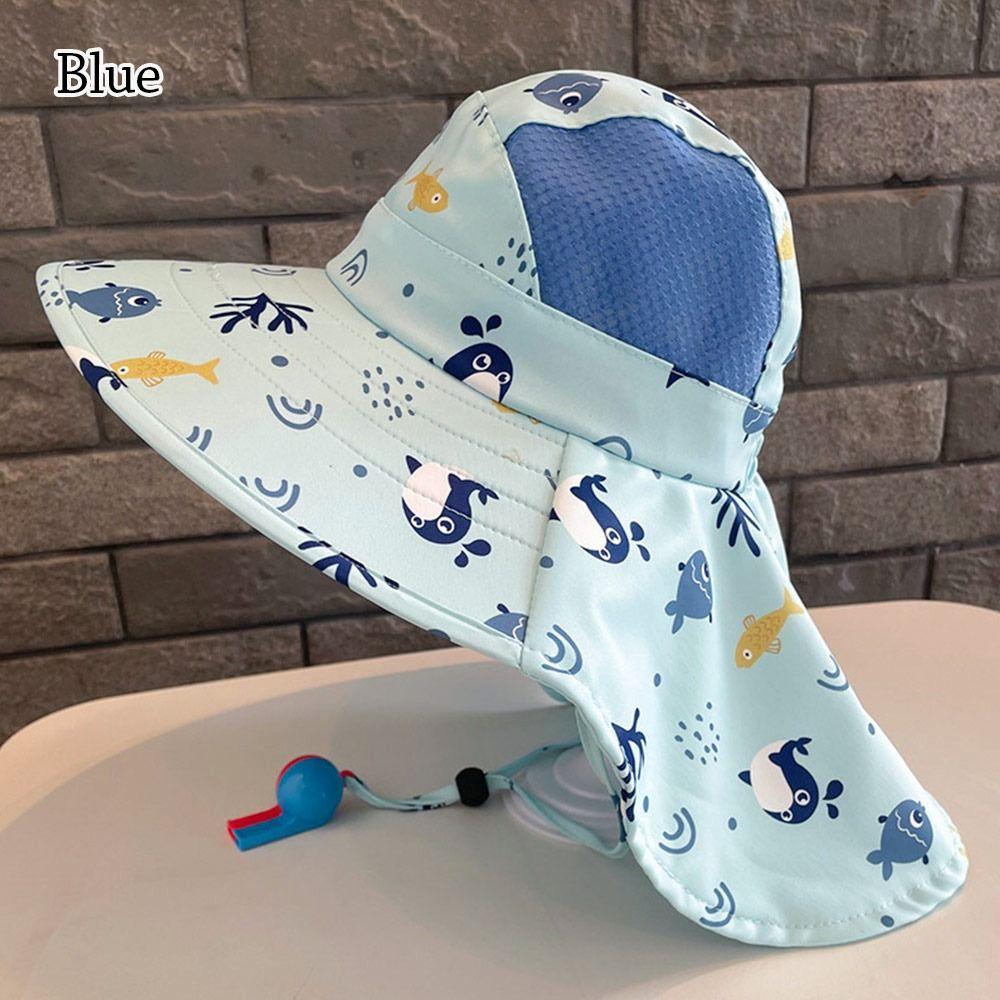With Whistle Sun Cap UV Protection Panama Hat Outdoor Kids Bucket Hat Infant Girls Boys