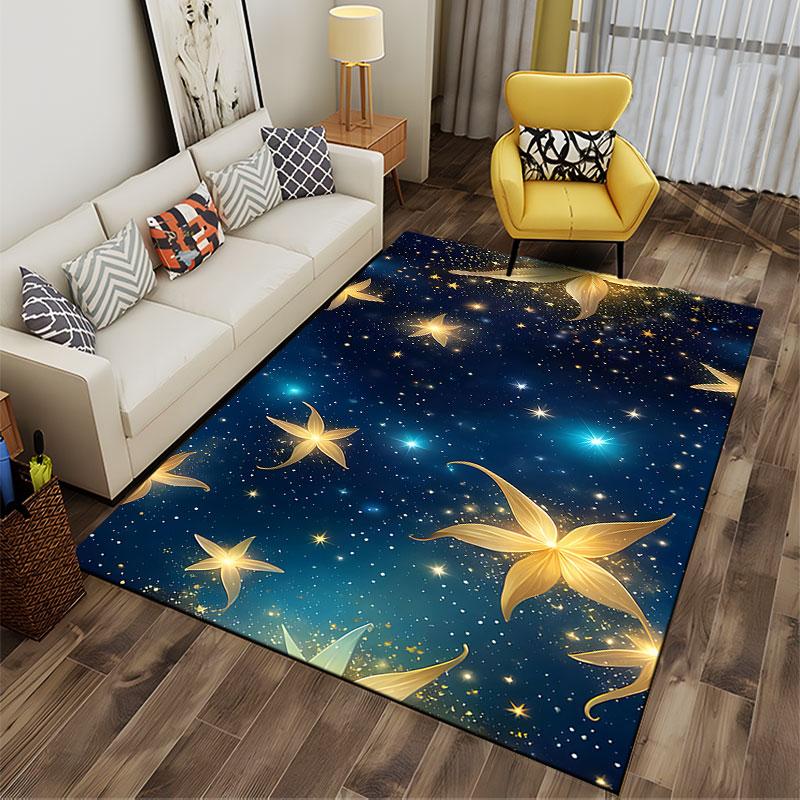 Golden Starry Night Sky suitable as a non-slip mat for the living room or bedroom sofa