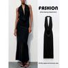 Za2024 Summer New Product Women's Clothes Sexy Open Back Ruched Hanging Collar Dress Long Skirt 3152242 800