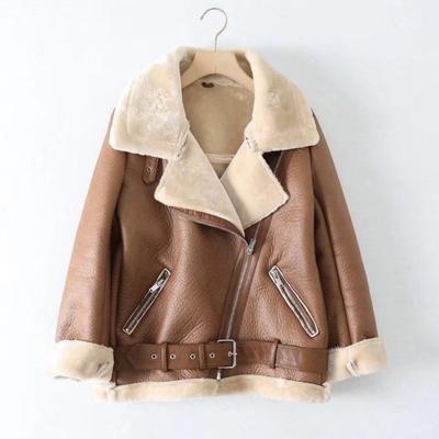 VAYLA Женская теплая куртка с мехом, осенне-зимняя мода, лацканы, длинный рукав, карманы, застежка-молния, декоративная мотоциклетная куртка