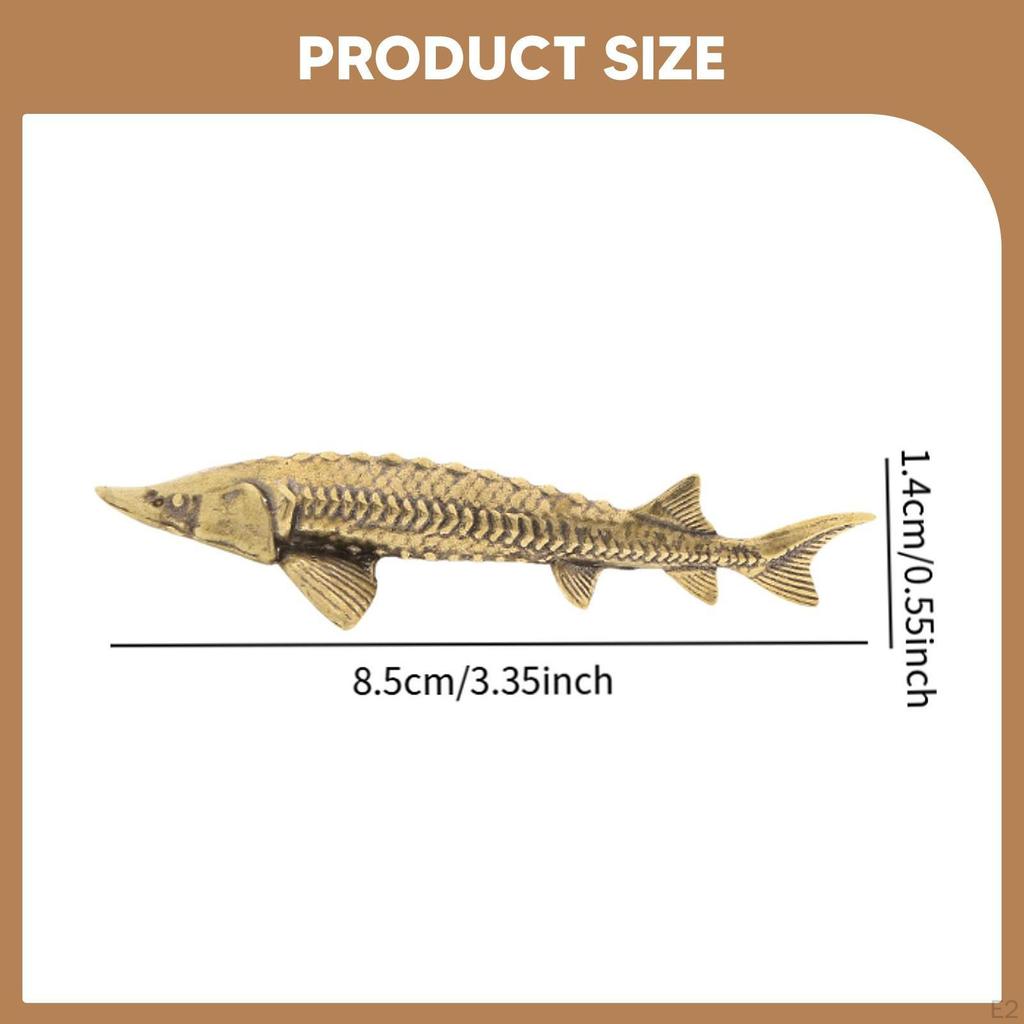 Статуэтка рыбы осетра Античная фигурка Рустикальное ремесло Латунная фигурка Ретро для бизнеса Полка Гостиная