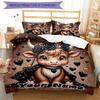 3PC Custom Name Fantasy Cow Flowers Bedding Set Printed Bedding Set Duvet Cover Closure Includes 1 Duvet Cover & 2 Pillowcases for All Seasons Bedroom