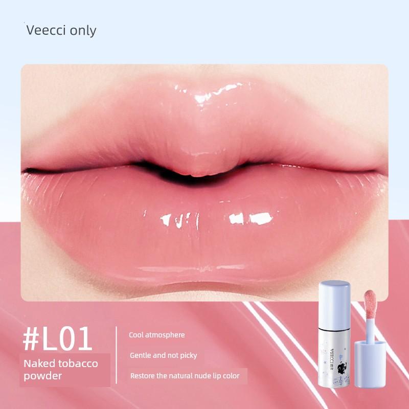 Veecci/Weizi X Note Pudding Ip Collaboration Edition Light Film Translucent Lip Gloss, Long-Lasting and Plumping