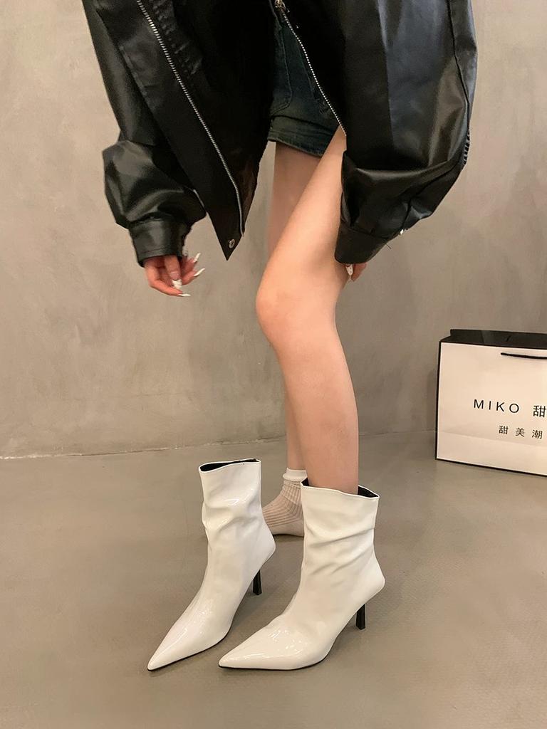 Fashion Autumn Winter New Womens Ankle Boots Fashion 2024 High Quality Solid Color Pointed Toe Outdoors Women's Stiletto Boots