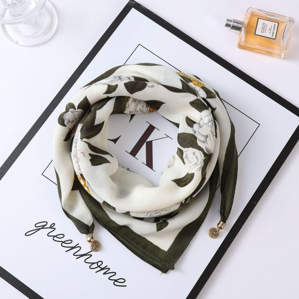 Осенне-зимний шелковый шарф в западном стиле с корейским акцентом в виде магнитного золотого шарика