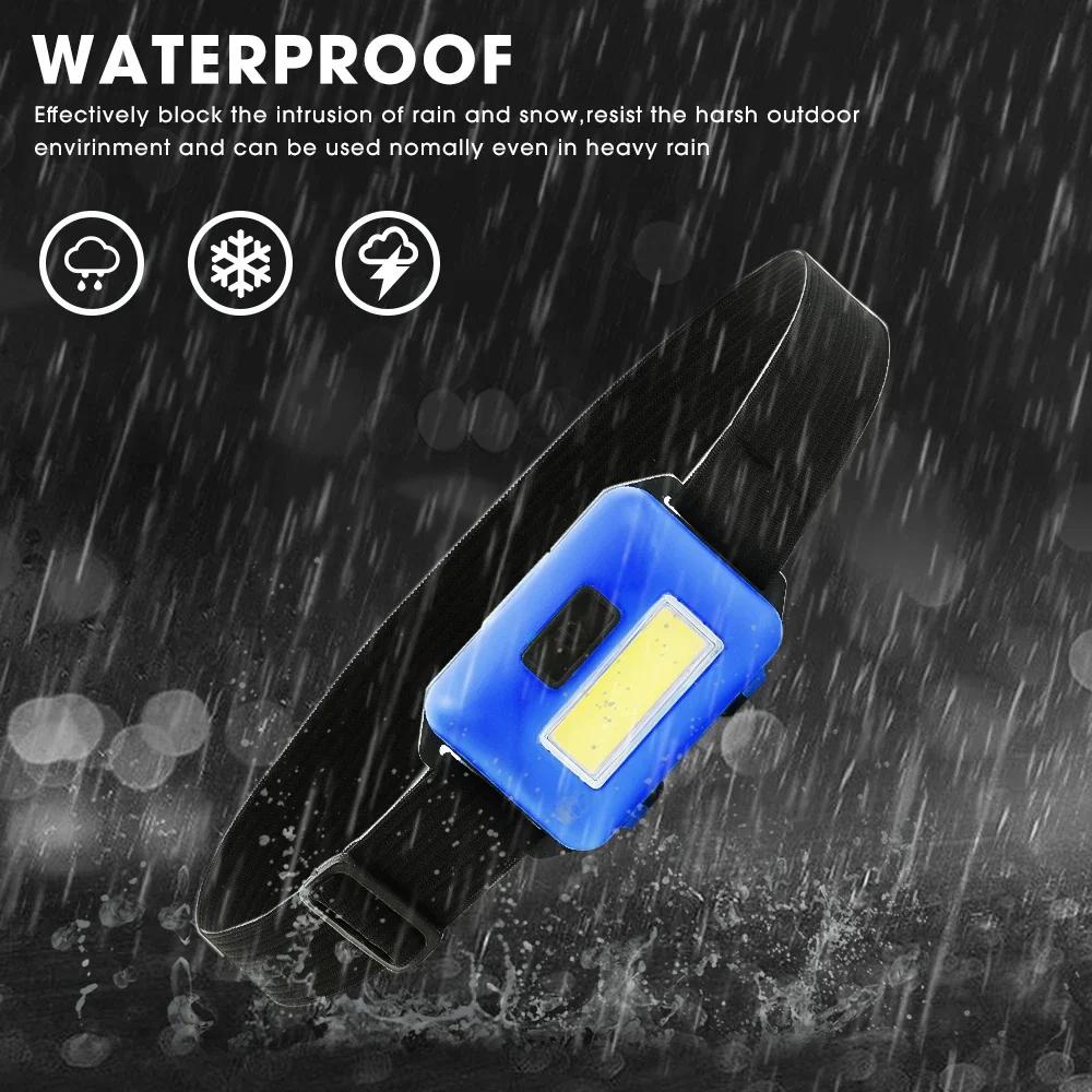 3000лм Мини COB Фара Портативная светодиодная налобная фара Водонепроницаемая передняя фара с 3 режимами освещения для кемпинга и пешего туризма