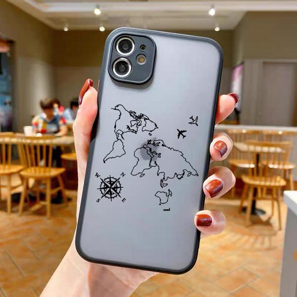 Чехол для телефона с защитой камеры для путешествий, карта мира, для iPhone 11 13 12 14 15 16 Pro Max Mini 7 8 Plus XS XR SE20, самолет, жесткая поликарбонатная крышка