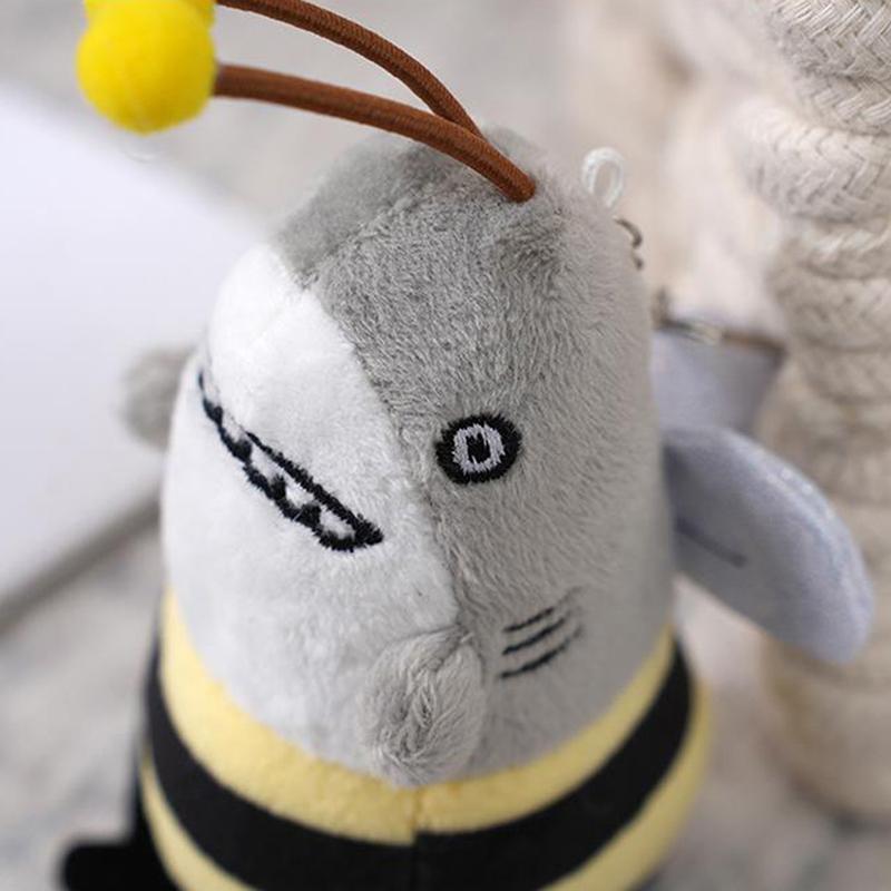 Забавная плюшевая игрушка «Акула и пчела», мягкая кукла-акула, брелок, плюшевая подвеска