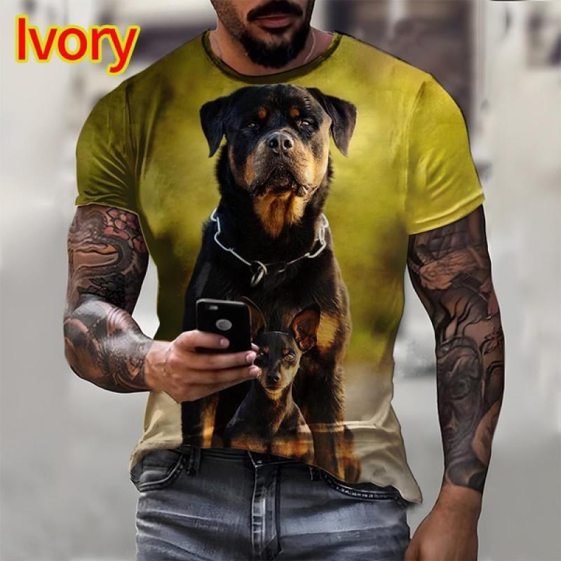 Футболка с милым домашним питомцем, собачкой, ротвейлером, 3D-печатью, мужская и женская, летняя, повседневная, с короткими рукавами, забавная футболка